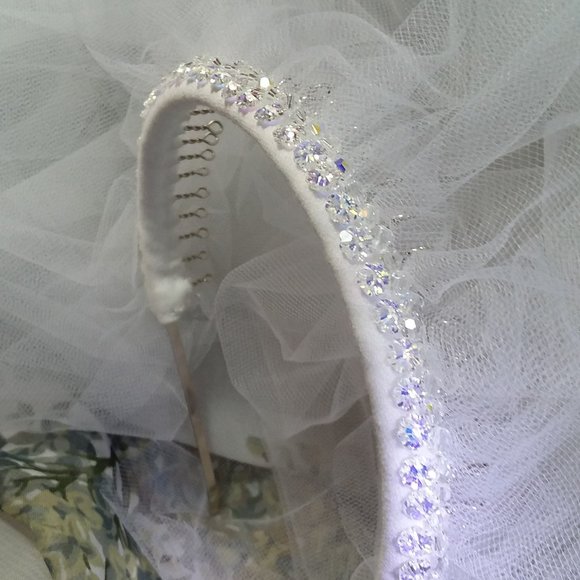 New Handmade White Wedding Veil with luxurious Swarovski Crystals main image 10